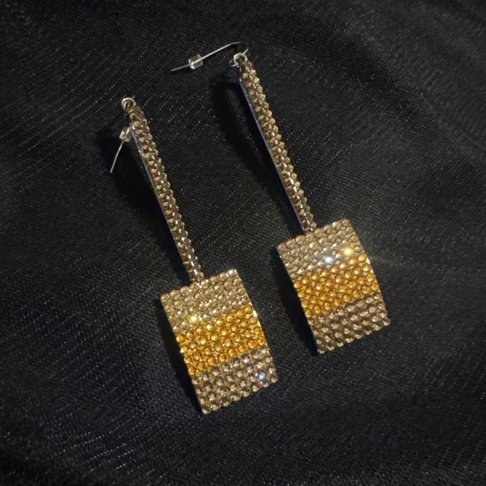 Jimmy Crystal Ombre Rhinestone Drop Earrings Y2K Glam Statement Evening Jewelry